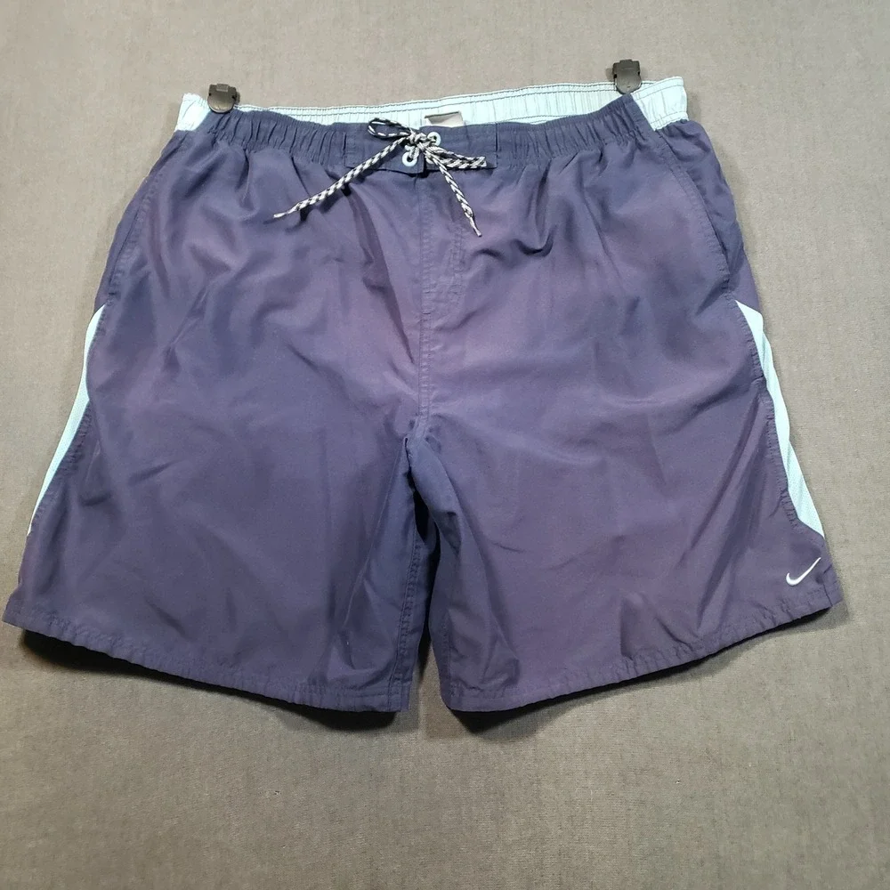 Nike Swim Trunks Mens XXL Navy Blue Mesh‎ Lined Board Shorts Drawstring